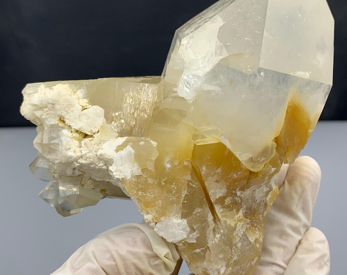 Natural Amphibole Quartz Specimen – 748.1 Grams | Rare Included Quartz Crystal | Collector Mineral Display