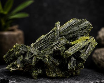 Natural Green Epidote Mineral Specimen – 252.4 Grams | Collector Display Crystal