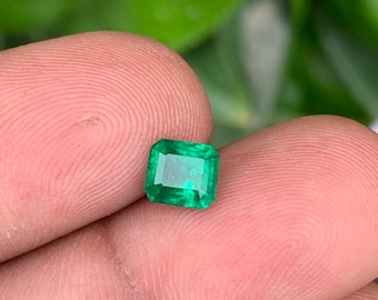 Swat Emerald: 0.80ct Vivid Green Step Cut Gemstone, Pakistan Origin