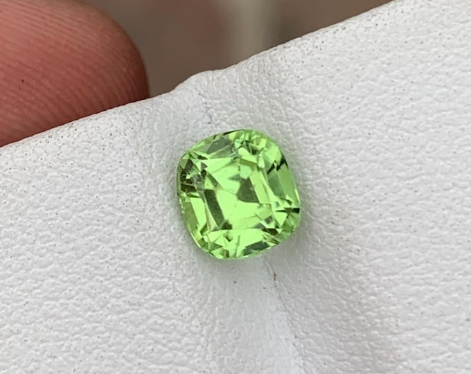 Vivid Green Peridot: 1.35 ct Cushion Cut Gemstone, Pakistan