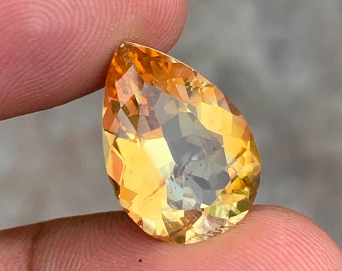 Golden Orange Citrine Gemstone – 7.10 Carat Pear Cut Loose Stone