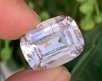 22.25 Ct Peach Pink Morganite Gemstone: Emerald Cushion Cut Collector's Stone
