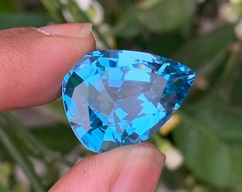 37.25ct Pear Cut Swiss Blue Topaz Gemstone | Large Faceted Statement Stone