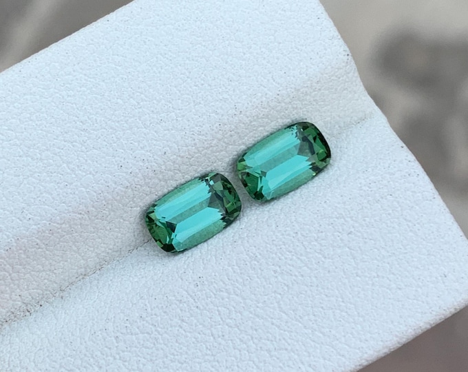 Natural Afghan Green Tourmaline Pair – Step Cushion Cut Gemstones (1.65 Ct)