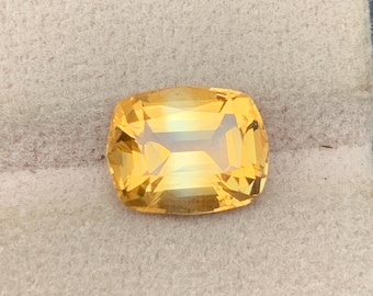Cushion Cut Citrine Gemstone 3.95ct: Golden Yellow November Birthstone
