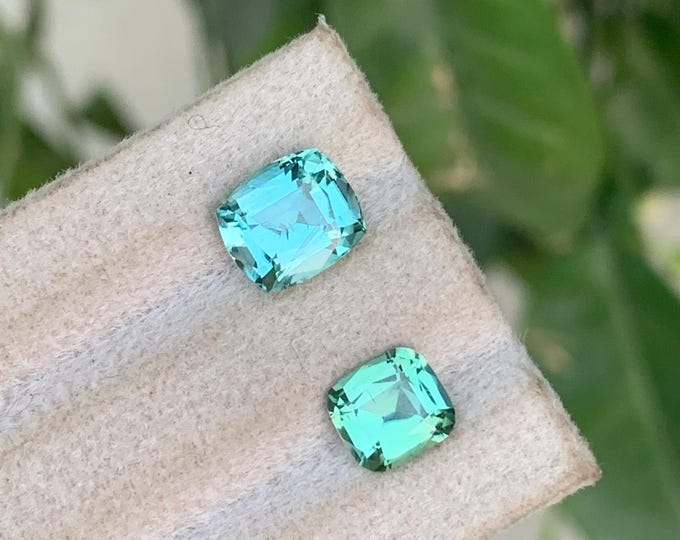 Natural Afghan Blue Green Tourmaline Cushion Cut Gemstones – Jewelry Making Stone (3.40 Ct)