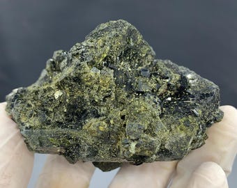 Natural Green Magnetic Epidote Octahedron Specimen – 246.3 Grams | Rare Crystal Mineral from Pakistan