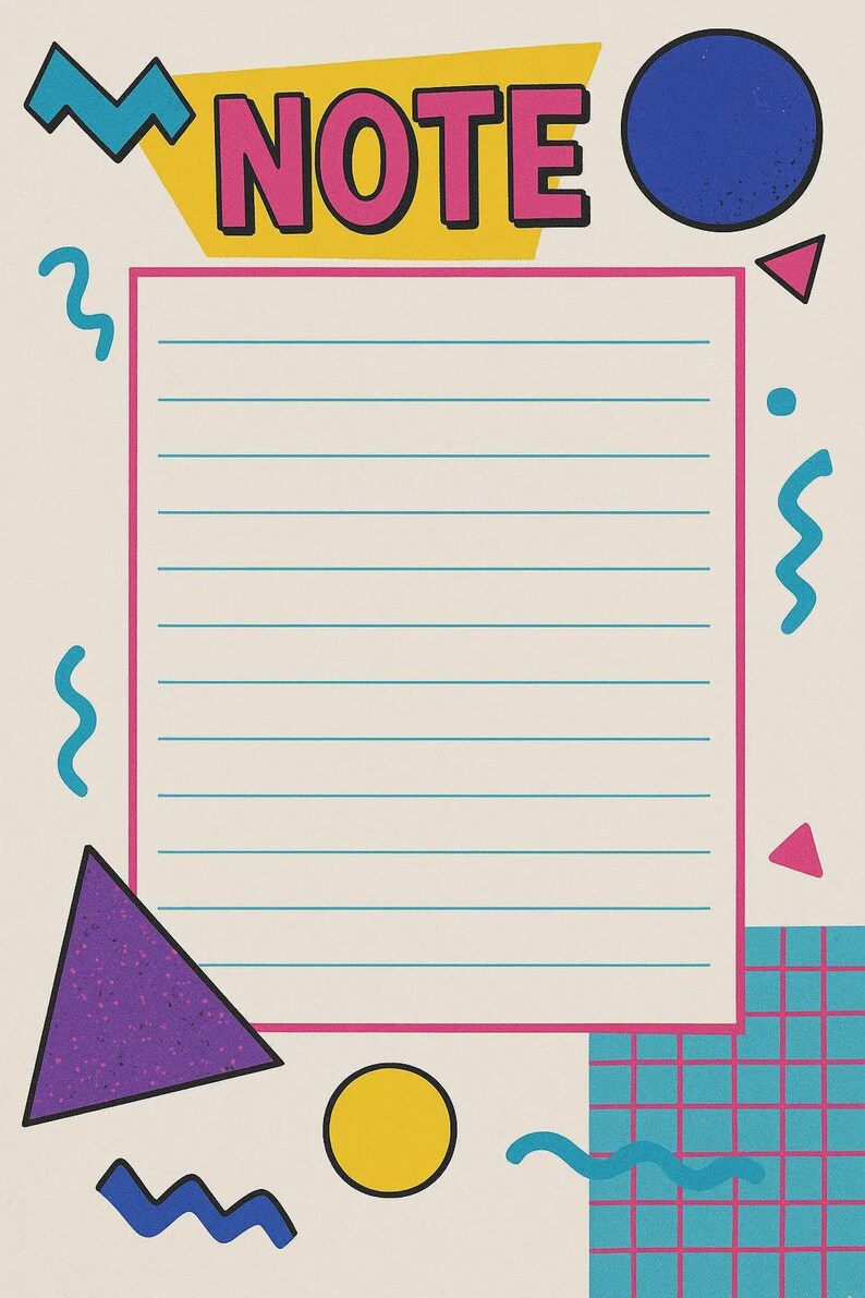 90s Retro Note Page | Printable Stationery (digital Download) - Etsy Canada