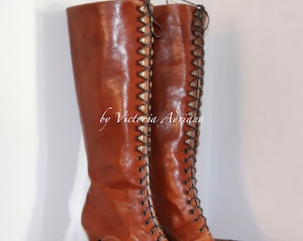 【COLOR iN ID】paper leather long boots Leeda Wide Calf Boot | Women's Lace Up Boots | Journee
