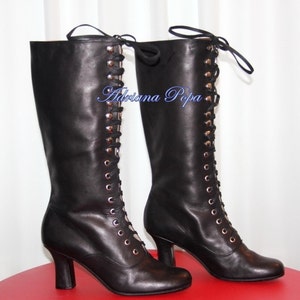 Black Leather Boots , Knee High Boots , Black Victorian Style Boots ...