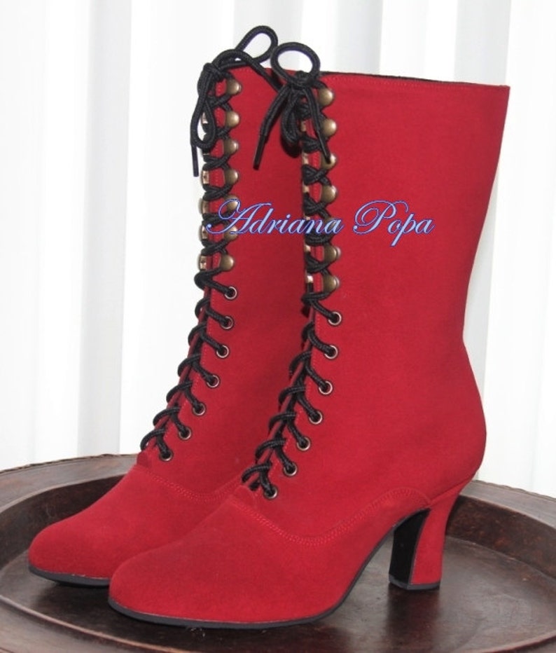 red flat ankle boots uk