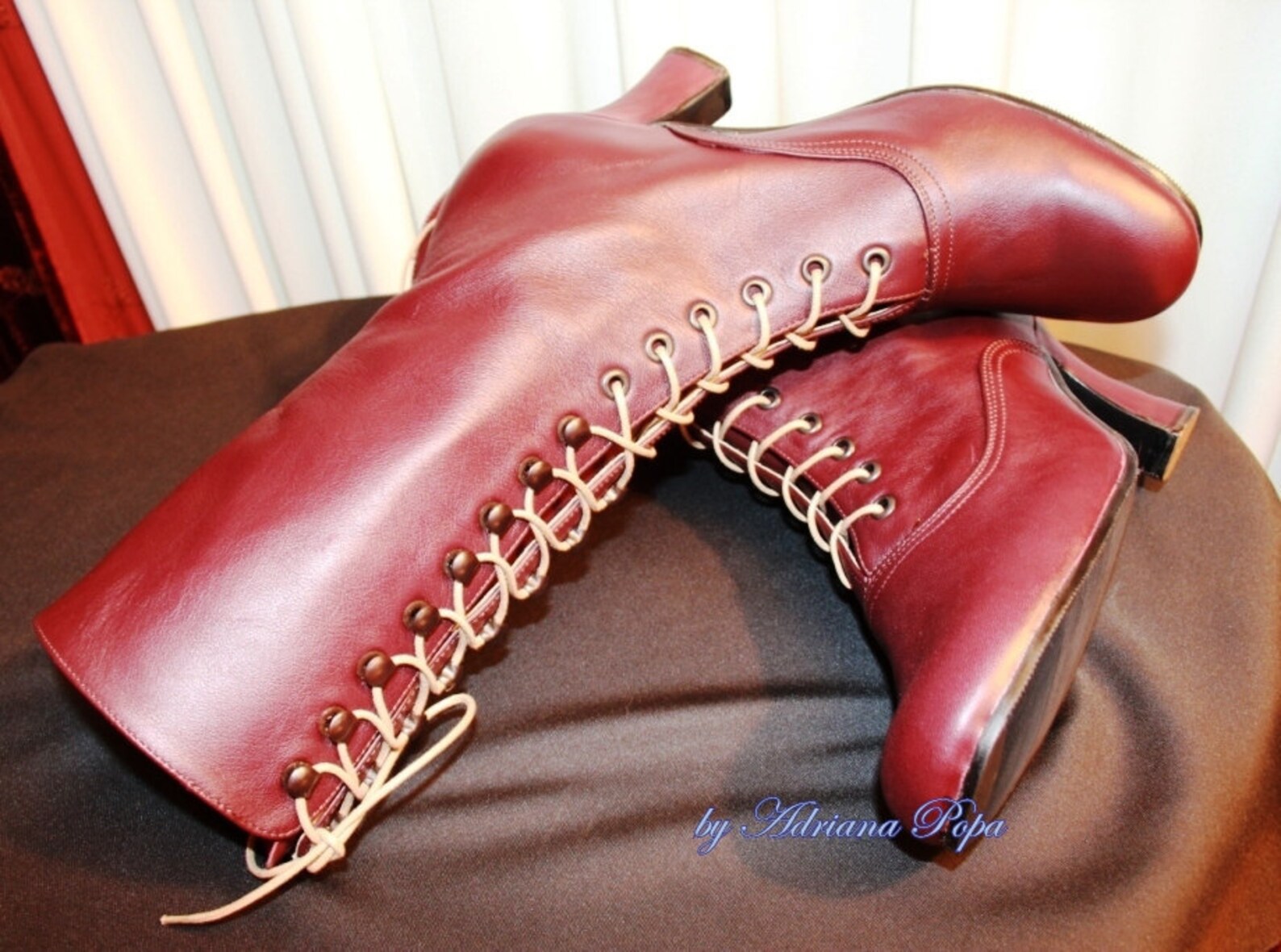 Burgundy Boots Burgundy Leather Boots Victorian Boots Regency Boots ...