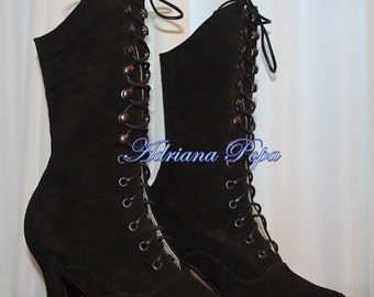 Black leather Boots , Black Suede Boots , Leather Boots , Victorian Boots , Retro Boots , Edwardian Boots , 1900s Style Boots , Custom shoes