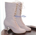 Ivory Boots , Ivory suede leather Boots , Victorian Boots , Wedding Boots , Edwardian Boots , Wedding Shoes , Downton Abbey shoes Gilded age product logo