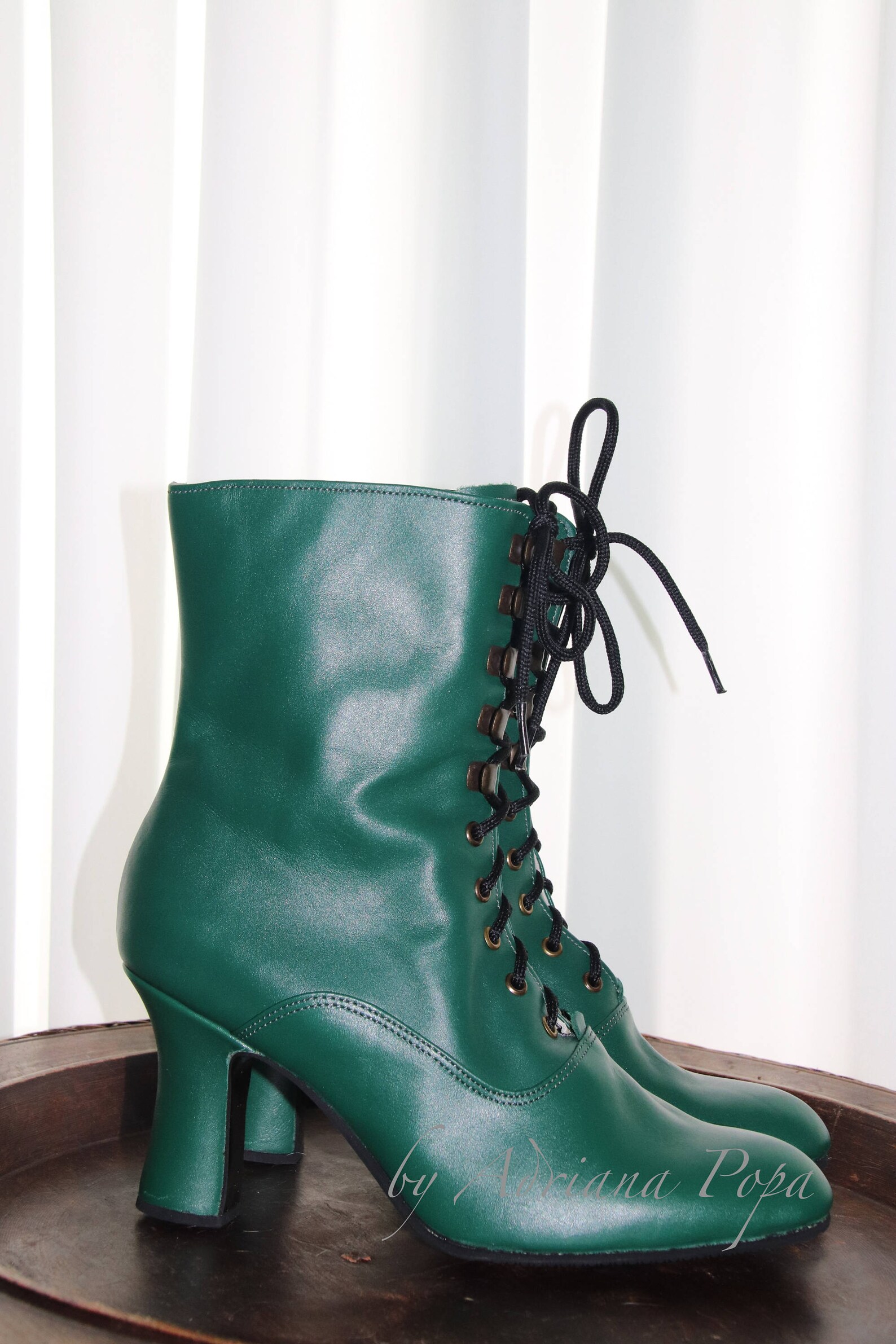 Emerald Green Boots Green Leather Boots Victorian Boots Custom - Etsy