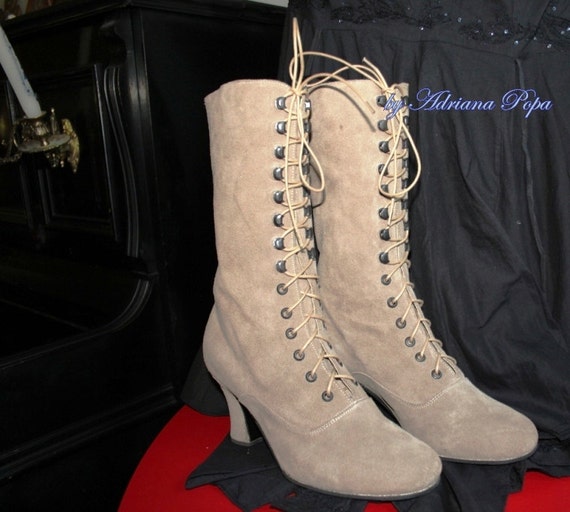 Viktorianischen Stiefel, Edwardian Boots, Oma Stiefel, leicht Pilze Farbe Leder Stiefeletten, Schnürschuhe Oma Stiefel, maßgeschneiderte Stiefel Viktorianischen Stiefel, Edwardian Boots, Oma Stiefel, leicht Pilze Farbe Leder Stiefeletten, Schnürschuhe Oma Stiefel, maßgeschneiderte Stiefel