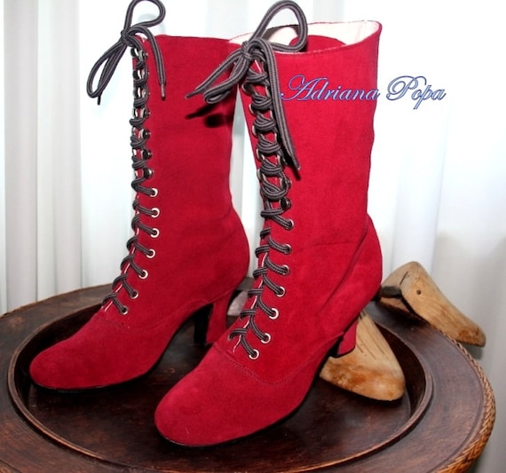 red victorian boots