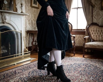 Ankle Boots , Black suede leather Boots , Victorian Boots , Retro Boots , Old Style Boots , Granny Boots , Edwardian Boots 1900's boots