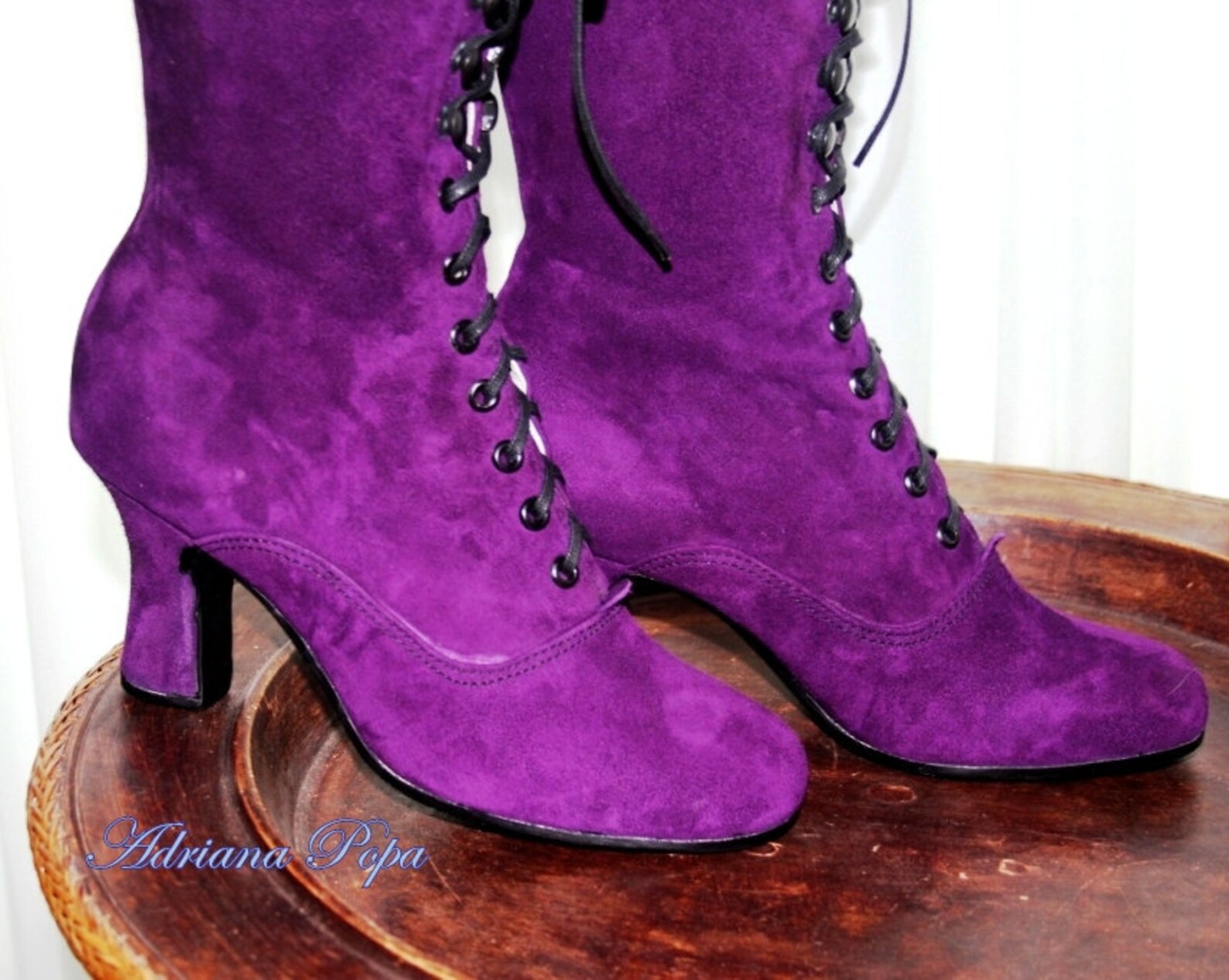 Royal Indigo Boots Indigo Suede Leather Boots Victorian Boots Etsy