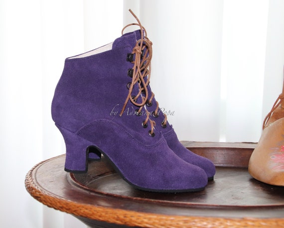 Very Peri Leather Boots Victorian Boots 