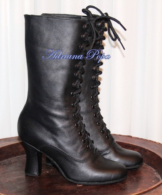 Black Boots Black Leather Boots Black Victorian Boots Leather - Etsy