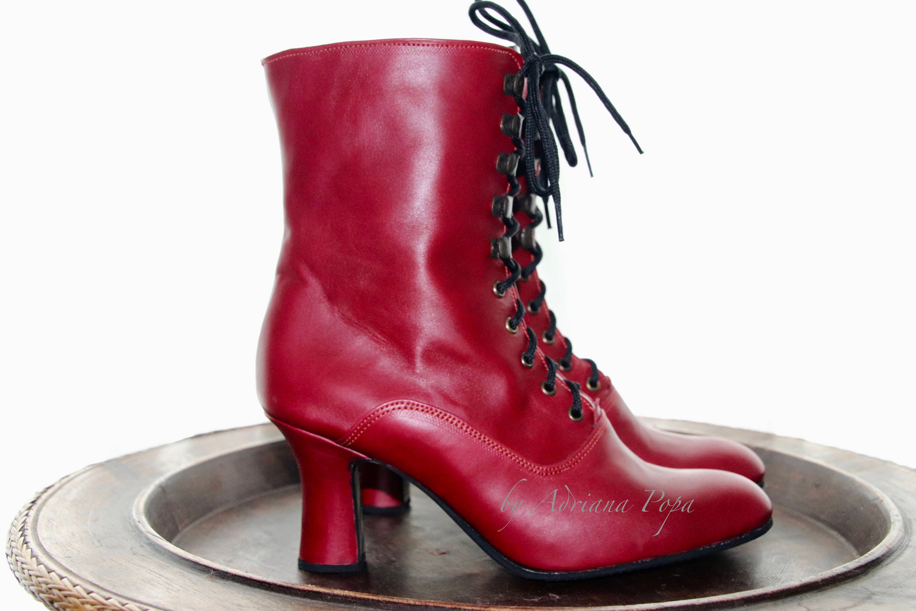 red victorian boots