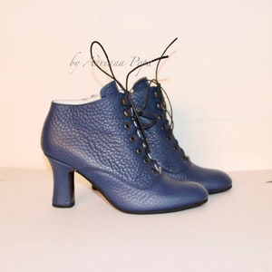 Ankle Boots , Navy Boots , Navy leather Boots , Victorian Boots , Edwardian Boots , Regency Boots , Retro Boots 1900's style Boots Fashion