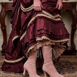 Dusty Rose Boots , suede leather Boots , Victorian Boots , Blush Pink Boots , Edwardian Boots , dusty rose Bridal Boots , Pink boots