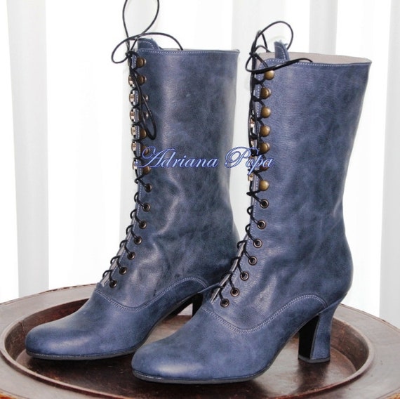 Viktorianischen Stiefel, Marine Stiefel, Regency Stiefel, brennenMann Stiefel, urbane Stiefel, kinky Stiefel, benutzerdefinierte Stiefel, Cosplay Viktorianischen Stiefel, viktorianischen Schuhe, Schuhe in 2 Ton grau, Stiefeletten, Edwardian Stiefel, Cosplay Stiefel, Alternative Mode Schuhe