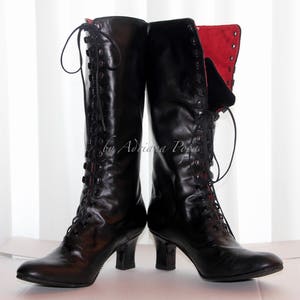 Knee High Boots , Black Boots , Leather Boots , Victorian Boots , Burning men Boots , Witch style Boots , Cosplay Boots , Kinky Boots