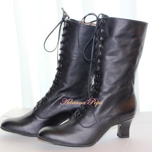 Black Leather Boots Victorian Boots Edwardian Boots Steampunk - Etsy Hong  Kong