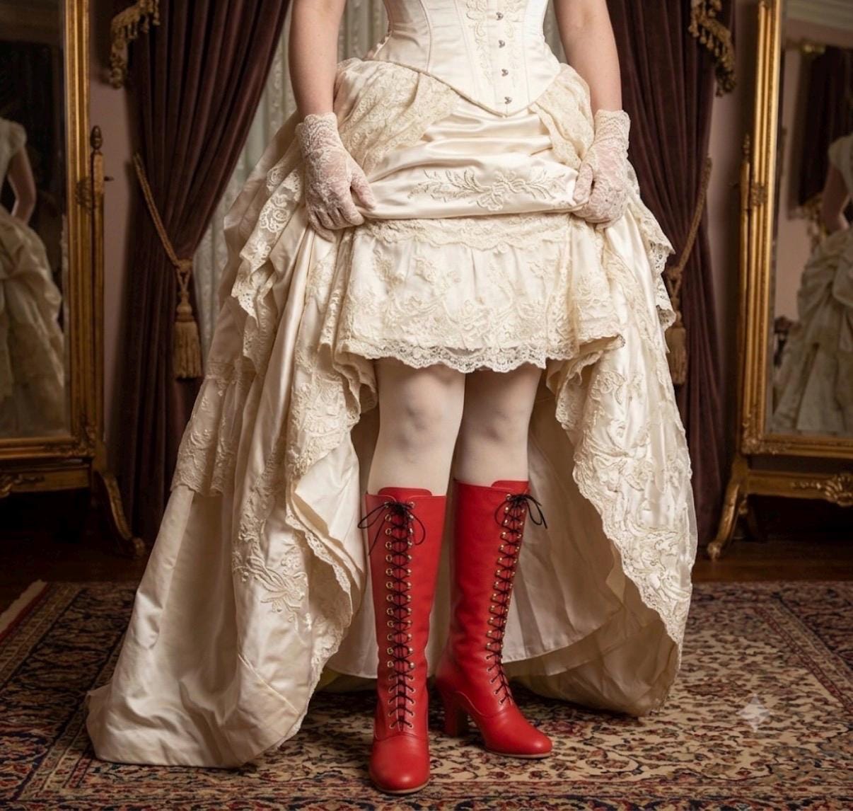 Coral Red leather Boots Knee high Boots Victorian Boots Coral Red leather shoes 1900 style Boots Cosplay red shoes Boho Boots Fashion Boots
