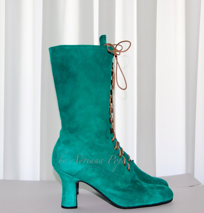 turquoise flat boots