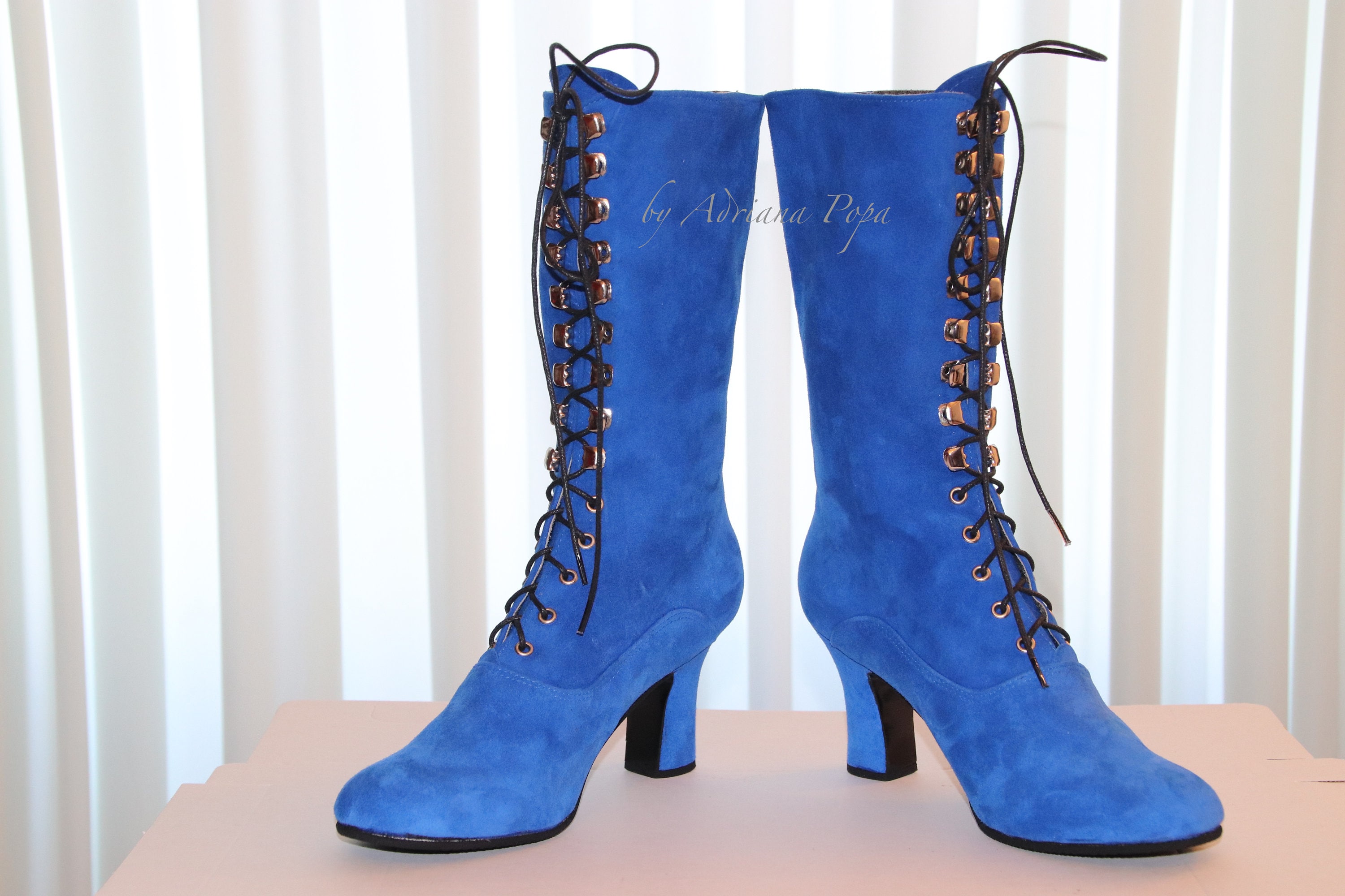 mens blue leather boots uk