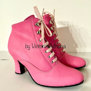 Ankle Boots , Pink Leather Boots , Pink shoes , Cosplay Boots , Movie boots , Party shoes , Bridal shoes , Kinky boots costume shoes
