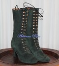 Dark Green Boots , suede Leather Boots , Victorian Boots , Dark Green Lace up Boots , Granny style Boots , Festival Boots , Edwardian Boots product logo
