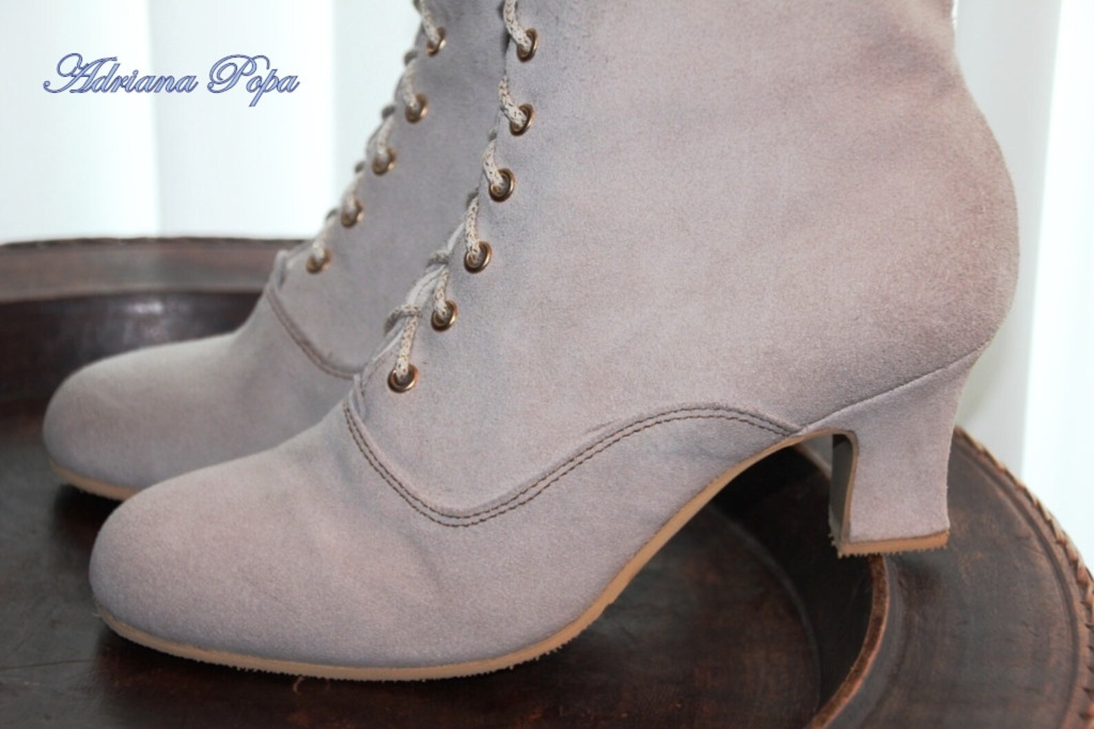lottie boots in ivory leather