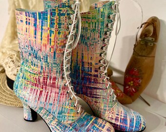 ARtray Stivali Alla Caviglia Donna Vittoriani Con Lacci E Cerniera Laterale - Stivaletti Retrò Con Plateau - Scarpe Invernali Con Memory Foam - Comode E Impermeabili