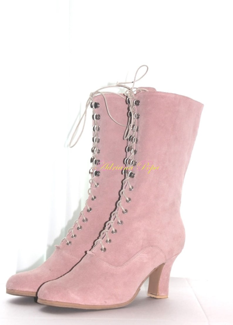 Dusty Rose Leather Boots Victorian Boots Blush Pink Victorian Etsy Canada