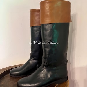 Leather Men Boots , Men Riding Boots , Men Leather Boots , Napoleon style Boots , Men's Costume Boots , Colonial riding Boots 1900's Boots image 1