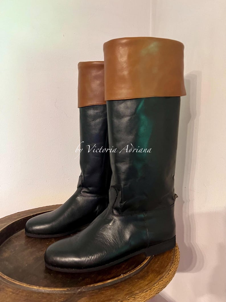 Leather Men Boots , Men Riding Boots , Men Leather Boots , Napoleon style Boots , Men's Costume Boots , Colonial riding Boots 1900's Boots image 1
