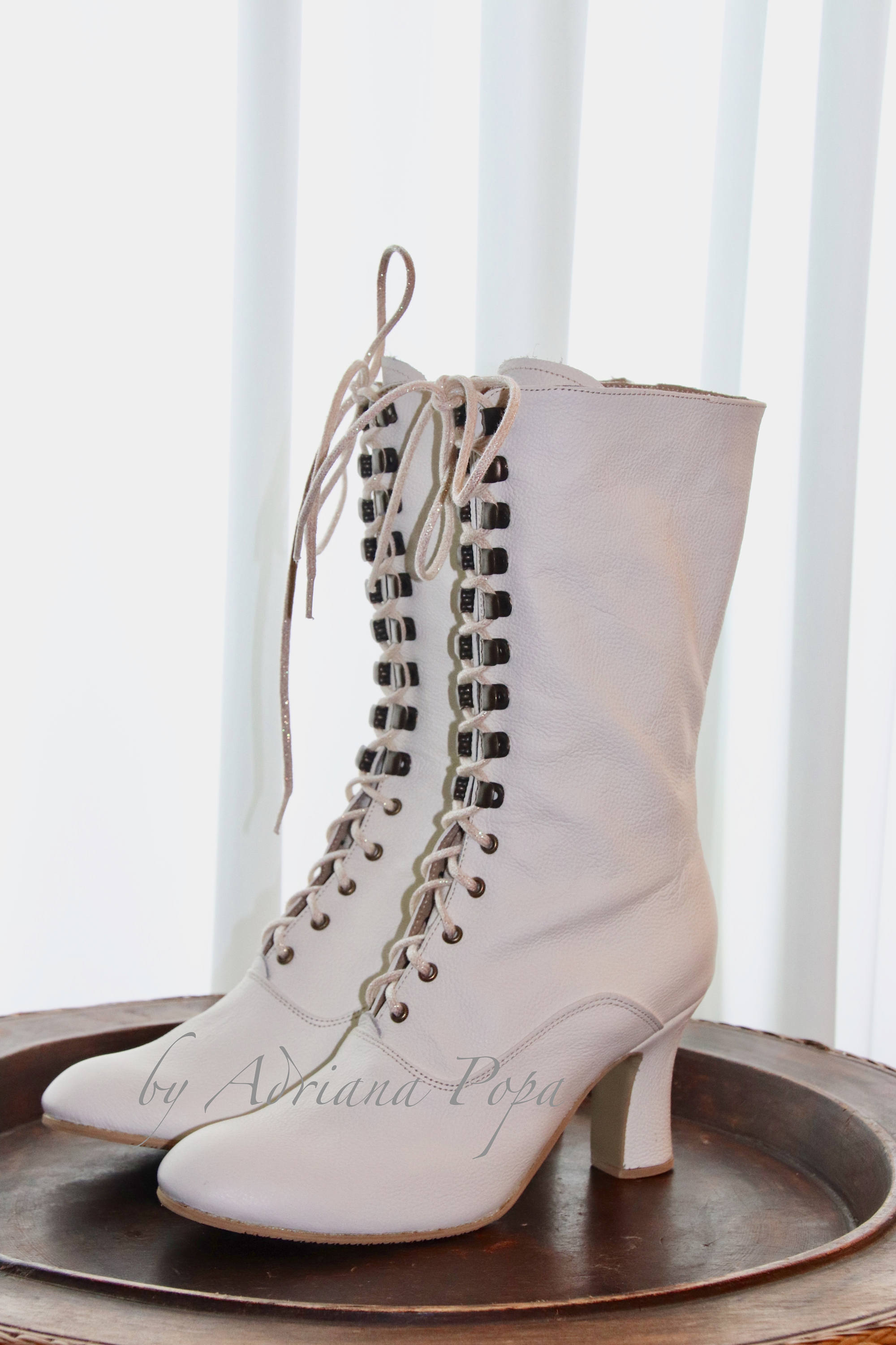 ivory leather boots