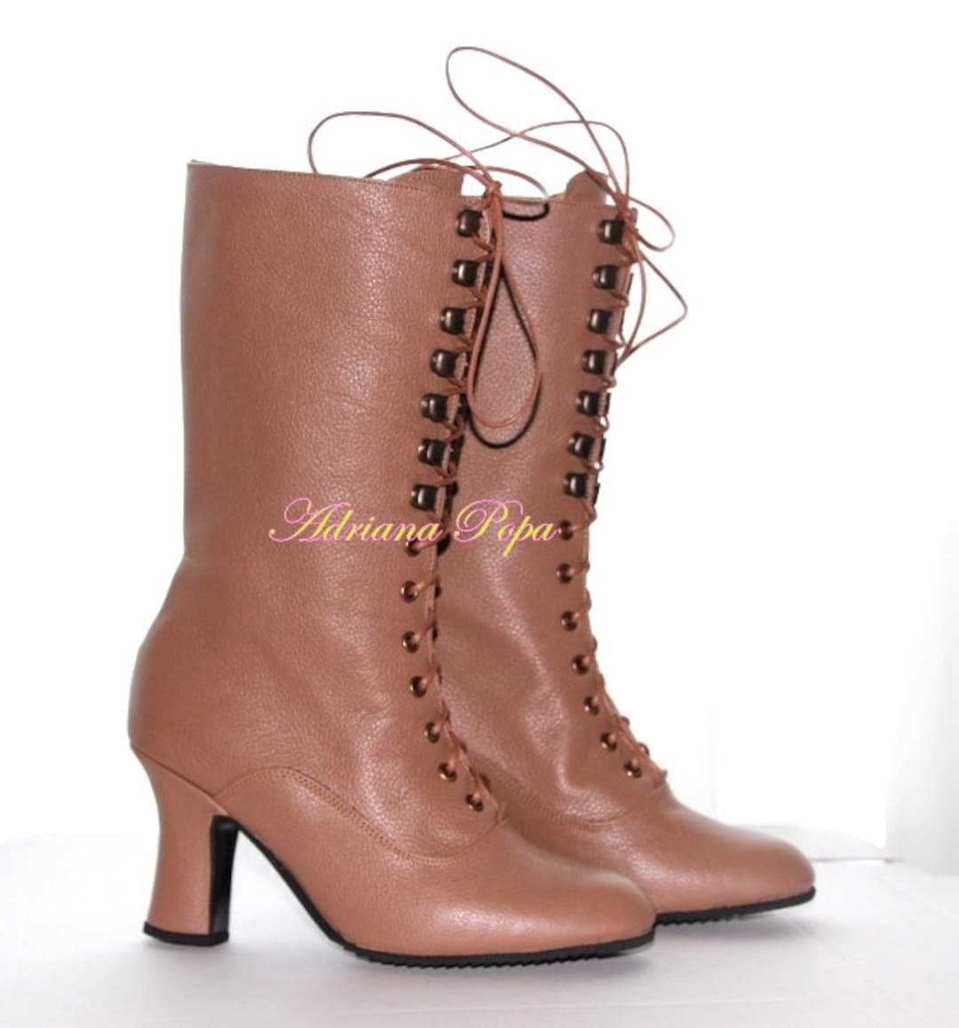 Stivaletti Alla Caviglia Con Lacci Neri Vittoriani Da Donna Degli Anni 20 Scarpe Retro In Pelle Con Tacco A Gattino Per Costumi Storici Spettacoli Tea P9871295