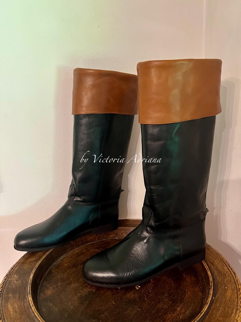 Leather Men Boots , Men Riding Boots , Men Leather Boots , Napoleon style Boots , Men's Costume Boots , Colonial riding Boots 1900's Boots image 4
