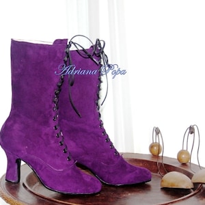 Royal Indigo Boots Indigo suede leather Boots Victorian Boots Royal Purple shoes Edwardian Boots Cosplay boots Mauve boots Bridal Boots