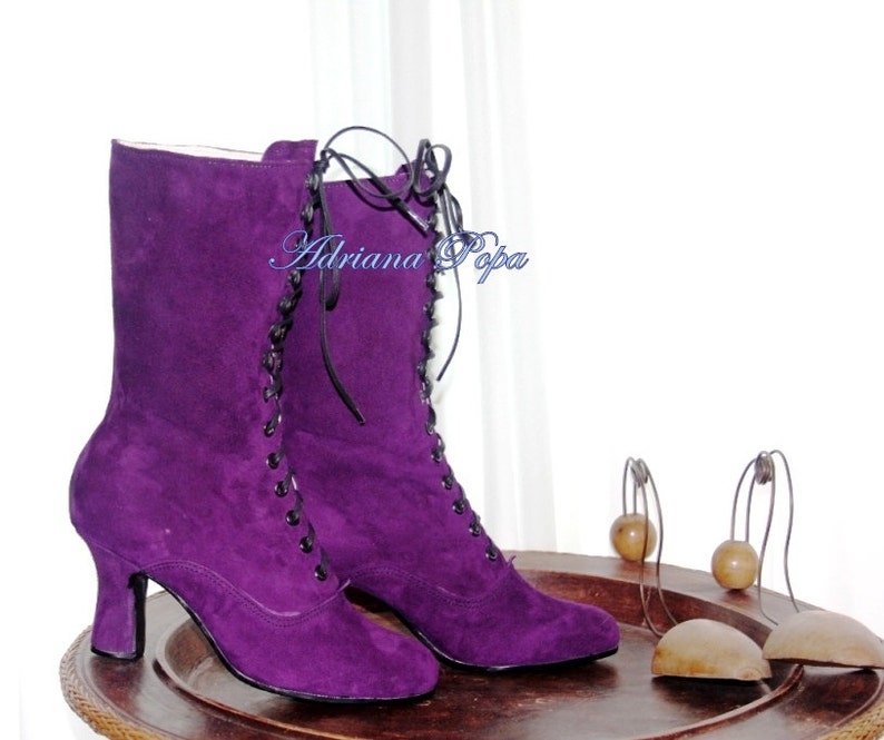 Victorian Boots Granny boots Mauve boots Victorian Shoes Royal Purple Edwardian Boots Royal Purple Victorian Boots