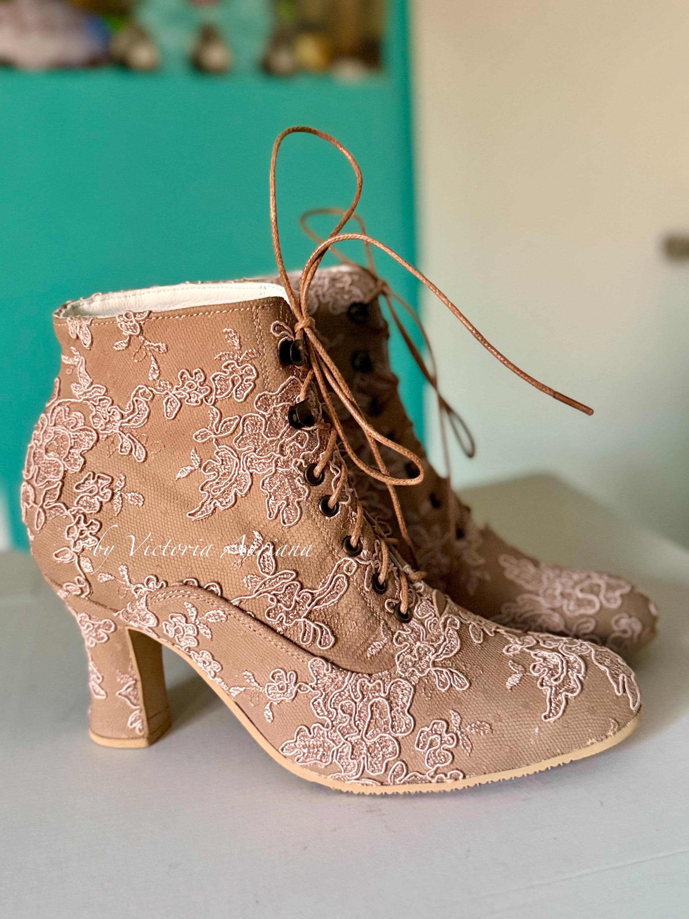 Plateau Stiefeletten Stiefeletten Mit Spitzenstoff Spitze Stiefel