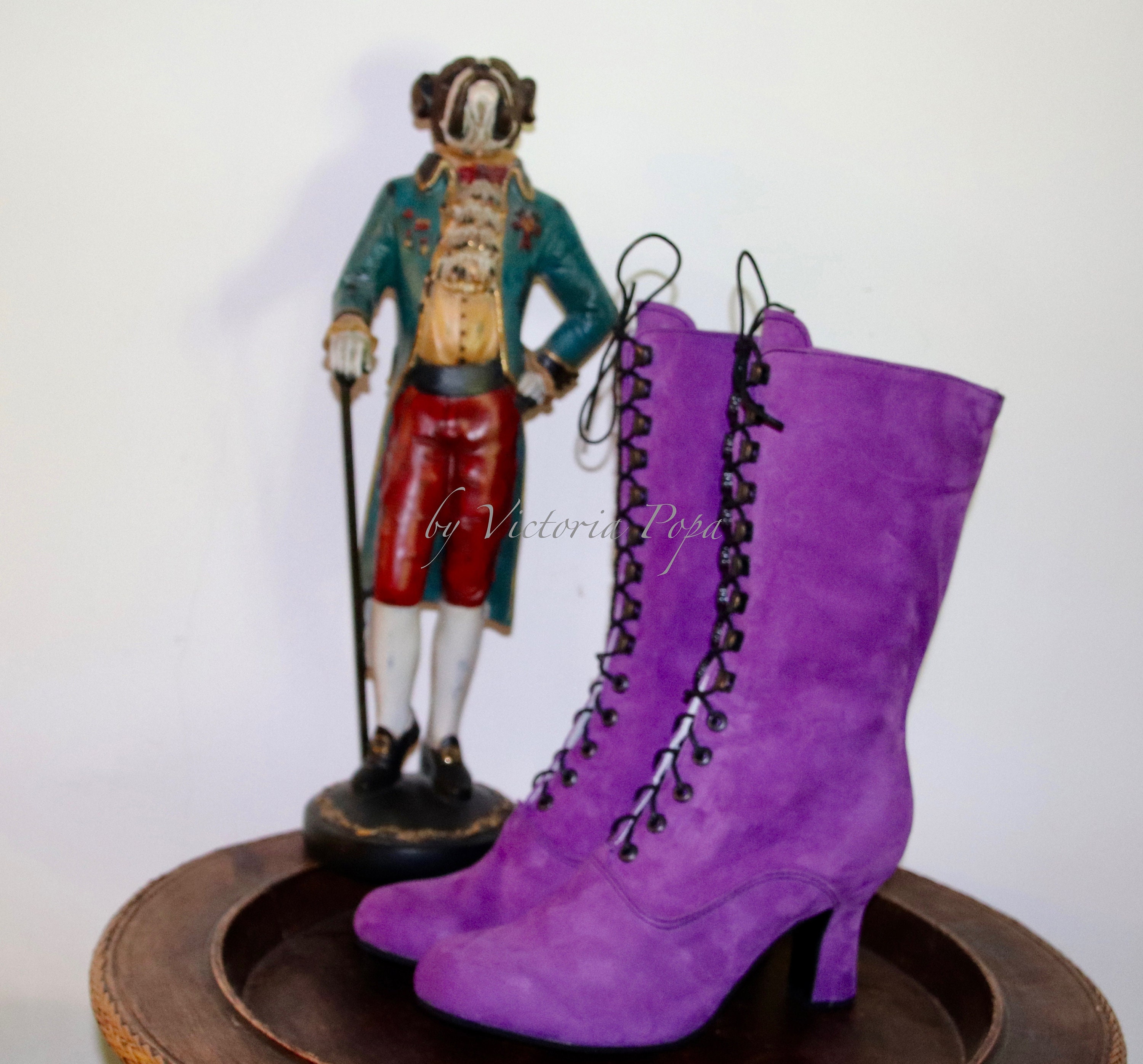 Purple Granny Boots - Etsy