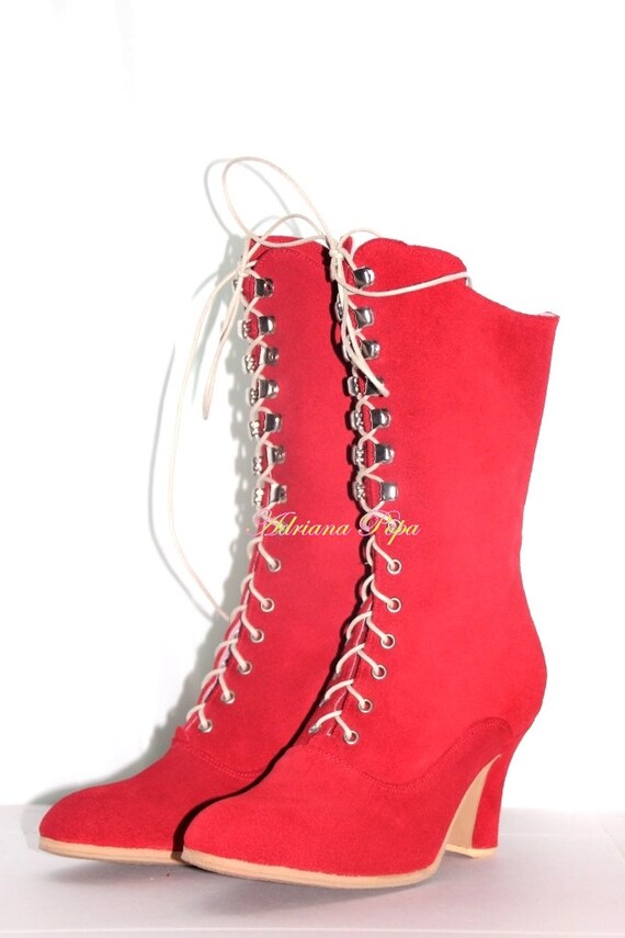 Rote Stiefel, rote viktorianischen Stiefel, rote Edwardian Stiefel, viktorianischen rote Schuhe, rote Ankle Booties, versauten Stiefel, Oma Stiefel Rote Stiefel, rote viktorianischen Stiefel, rote Edwardian Stiefel, viktorianischen rote Schuhe, rote Ankle Booties, versauten Stiefel, Oma Stiefel