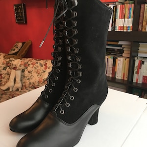 Black Boots , Victorian Boots , Black Leather Boots , Retro Boots , Cosplay Boots , French Boots , Custom made Boots , Retro boots